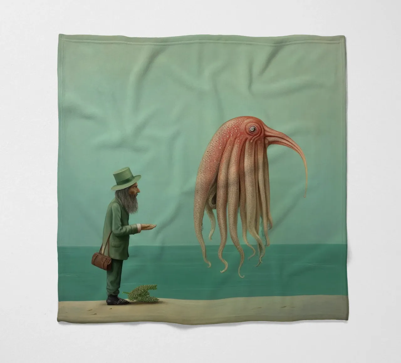 Minimal Cuttlefish 2 fleece blanket by Minimal Animal Art