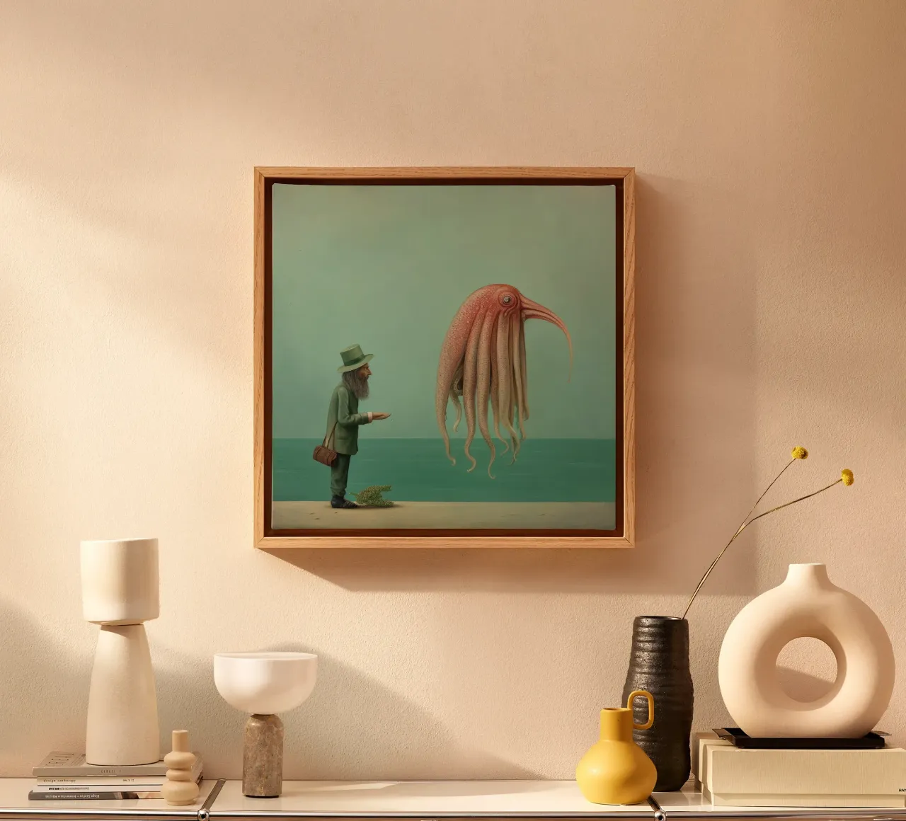 Minimal Cuttlefish 2 canvas by Minimal Animal Art