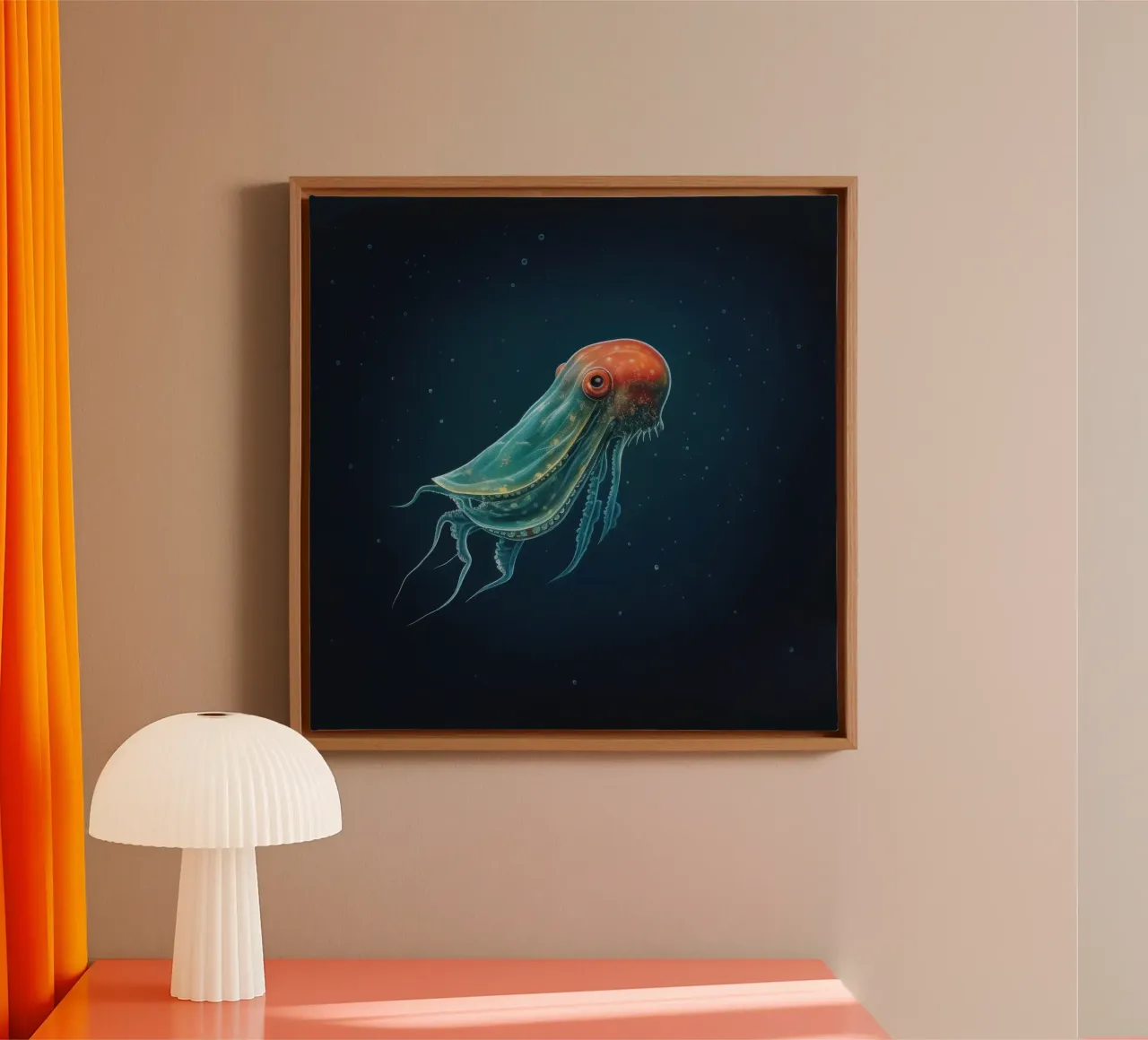 Minimal Cuttlefish 3 canvas by Minimal Animal Art