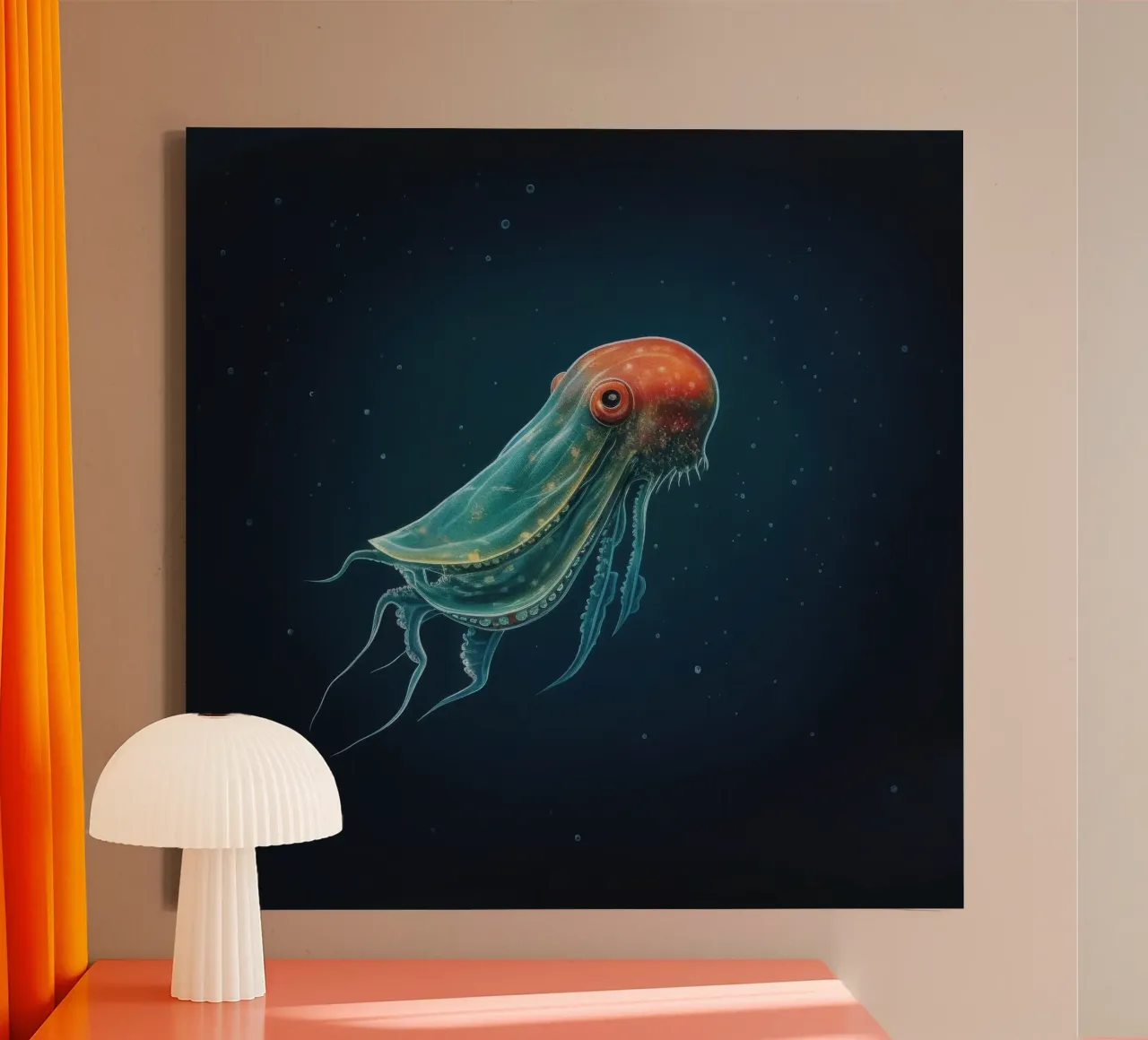 Minimal Cuttlefish 3 canvas by Minimal Animal Art