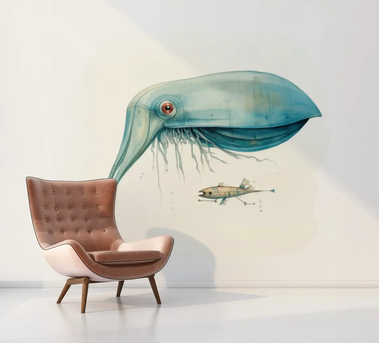Minimal Cuttlefish 4 photo wallpaper by Minimal Animal Art