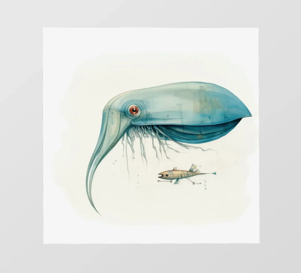 Minimal Cuttlefish 4 photo wallpaper by Minimal Animal Art