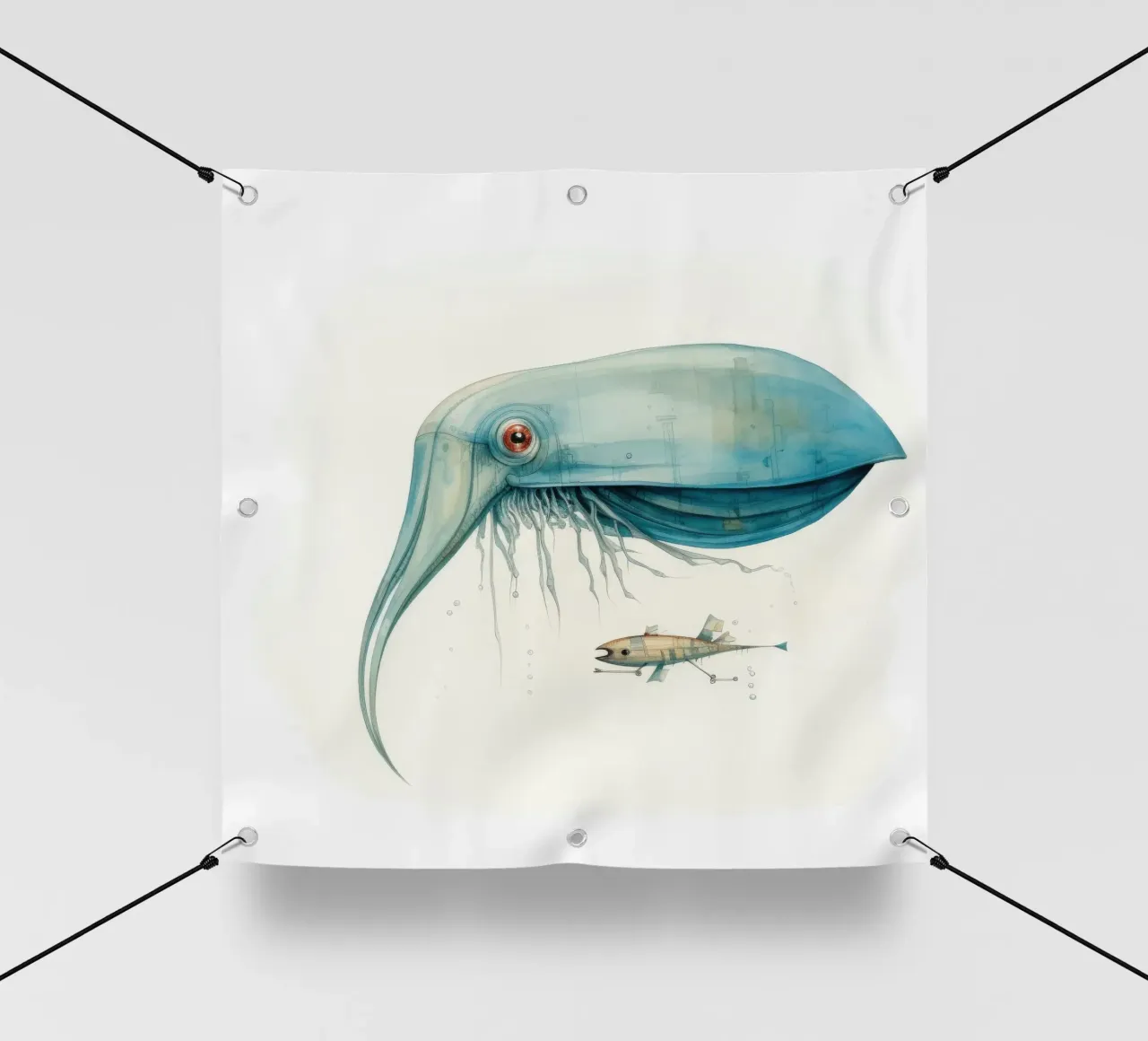 Seppia minima 4 telo in pvc da Minimal Animal Art