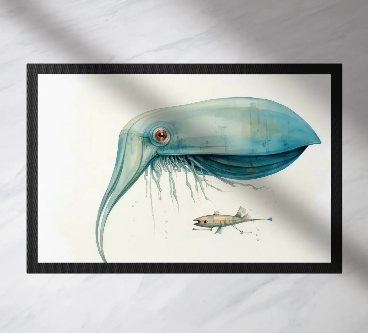 Minimal Cuttlefish 4 doormat by Minimal Animal Art