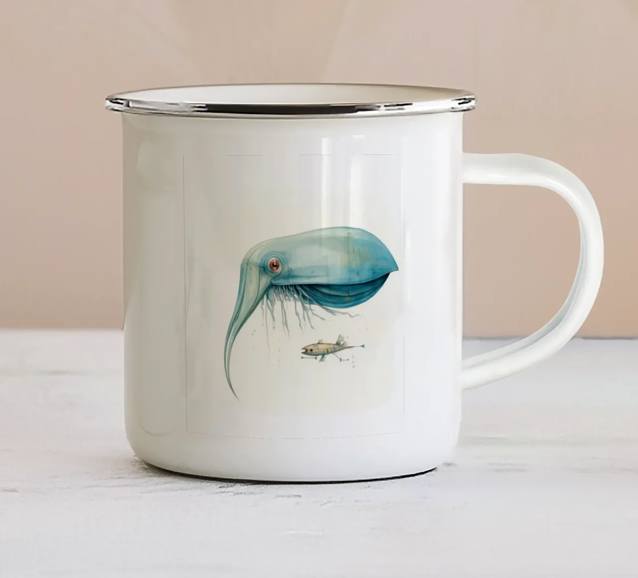 Seppia minima 4 tazza in smalto da Minimal Animal Art