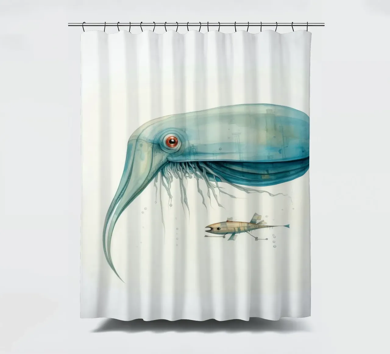 Minimal Cuttlefish 4 shower curtain by Minimal Animal Art