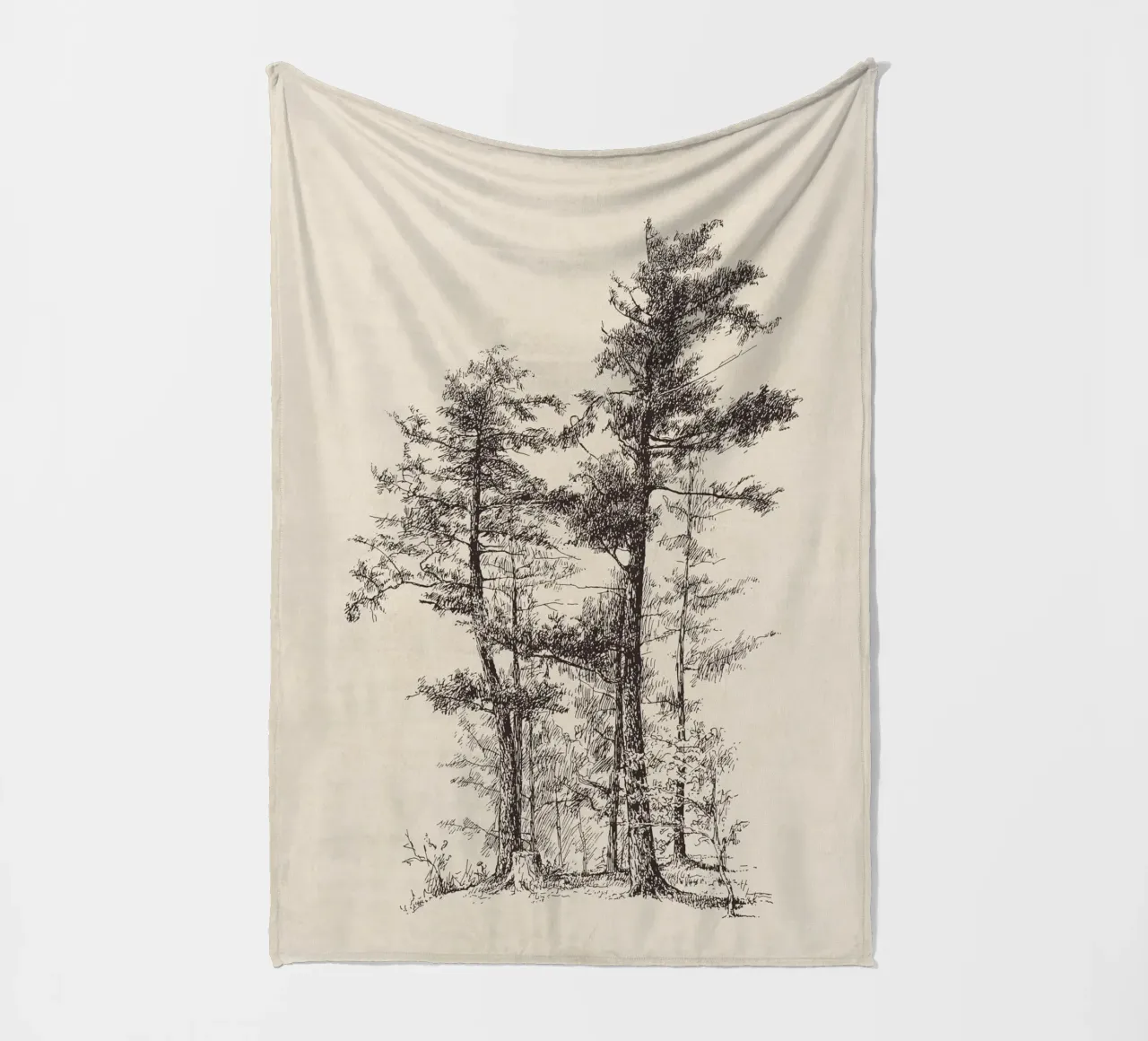 Tree Sketch - Longleaf Pine coperta in pile da apoloprints