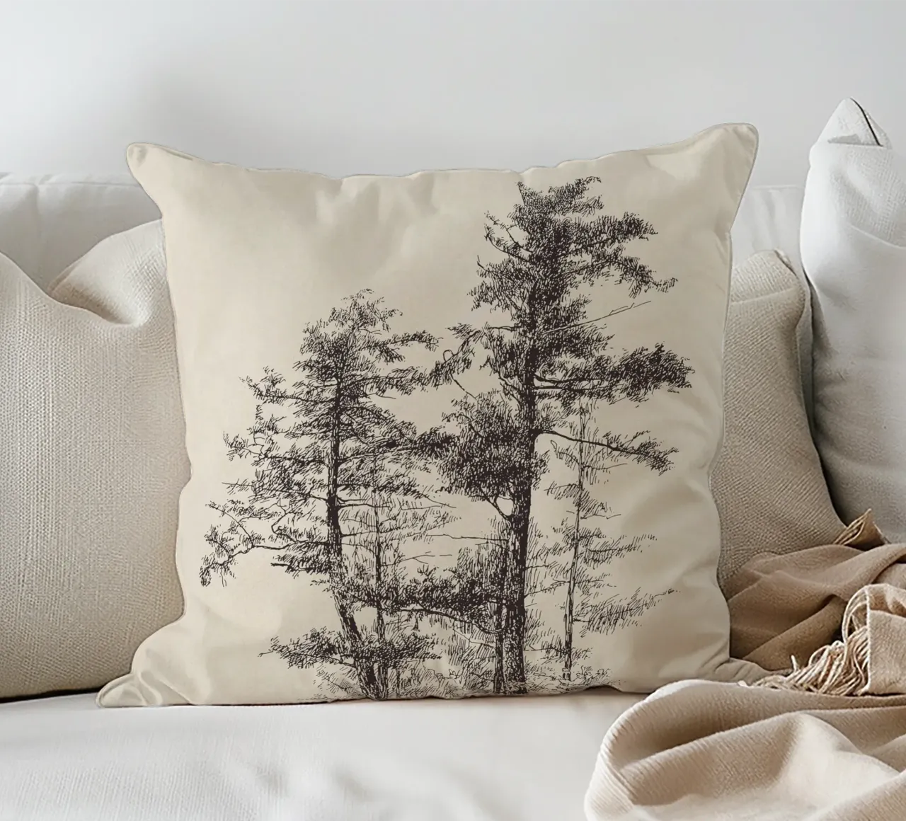 Tree Sketch - Longleaf Pine cuscino da apoloprints