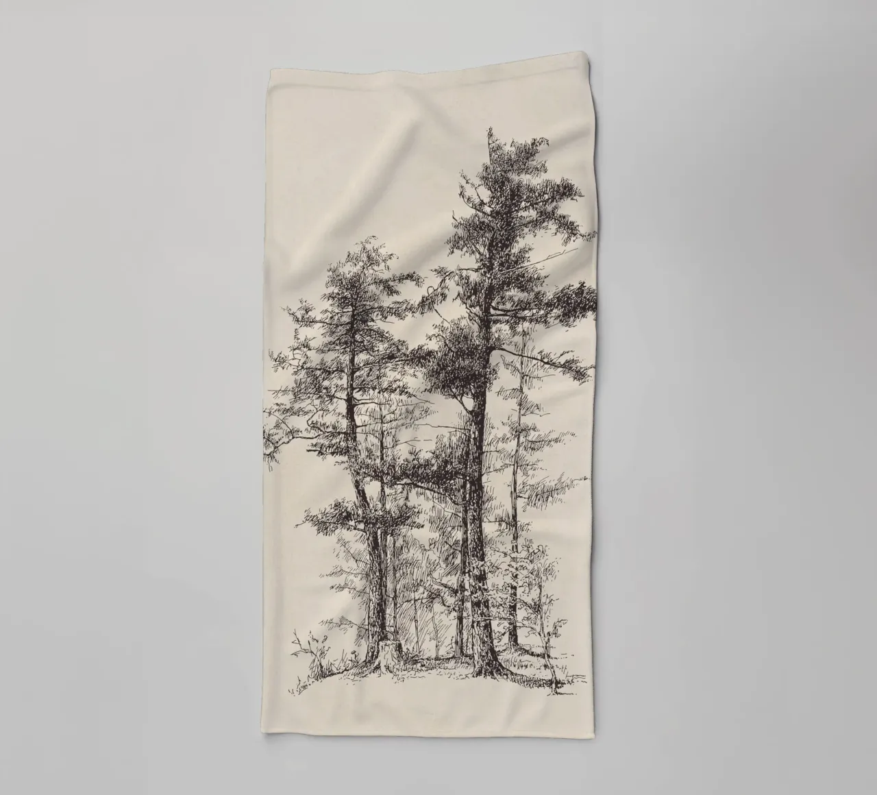 Tree Sketch - Longleaf Pine asciugamano da bagno da apoloprints