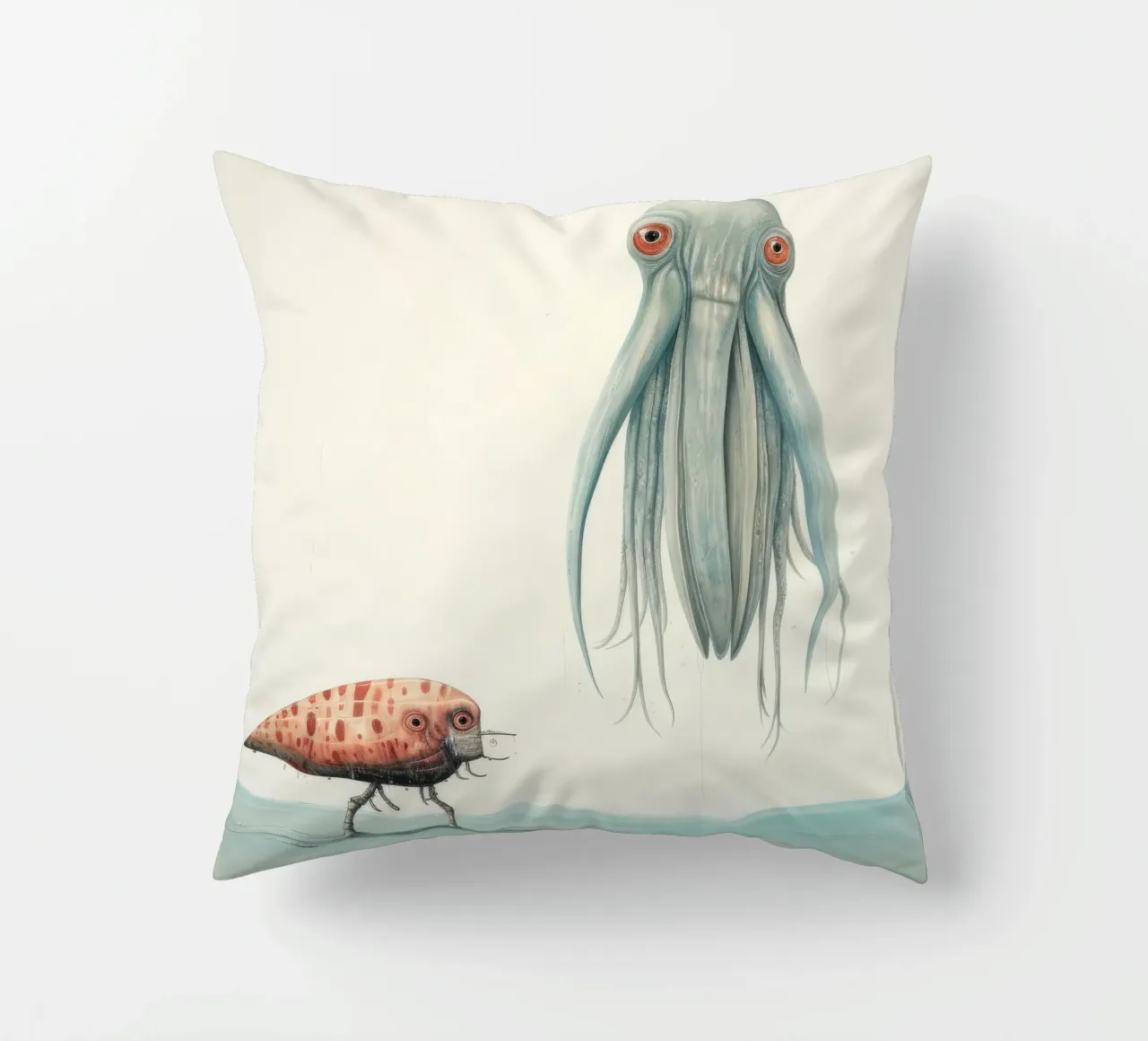 Minimal Cuttlefish 1 decorative cushion by Minimal Animal Art