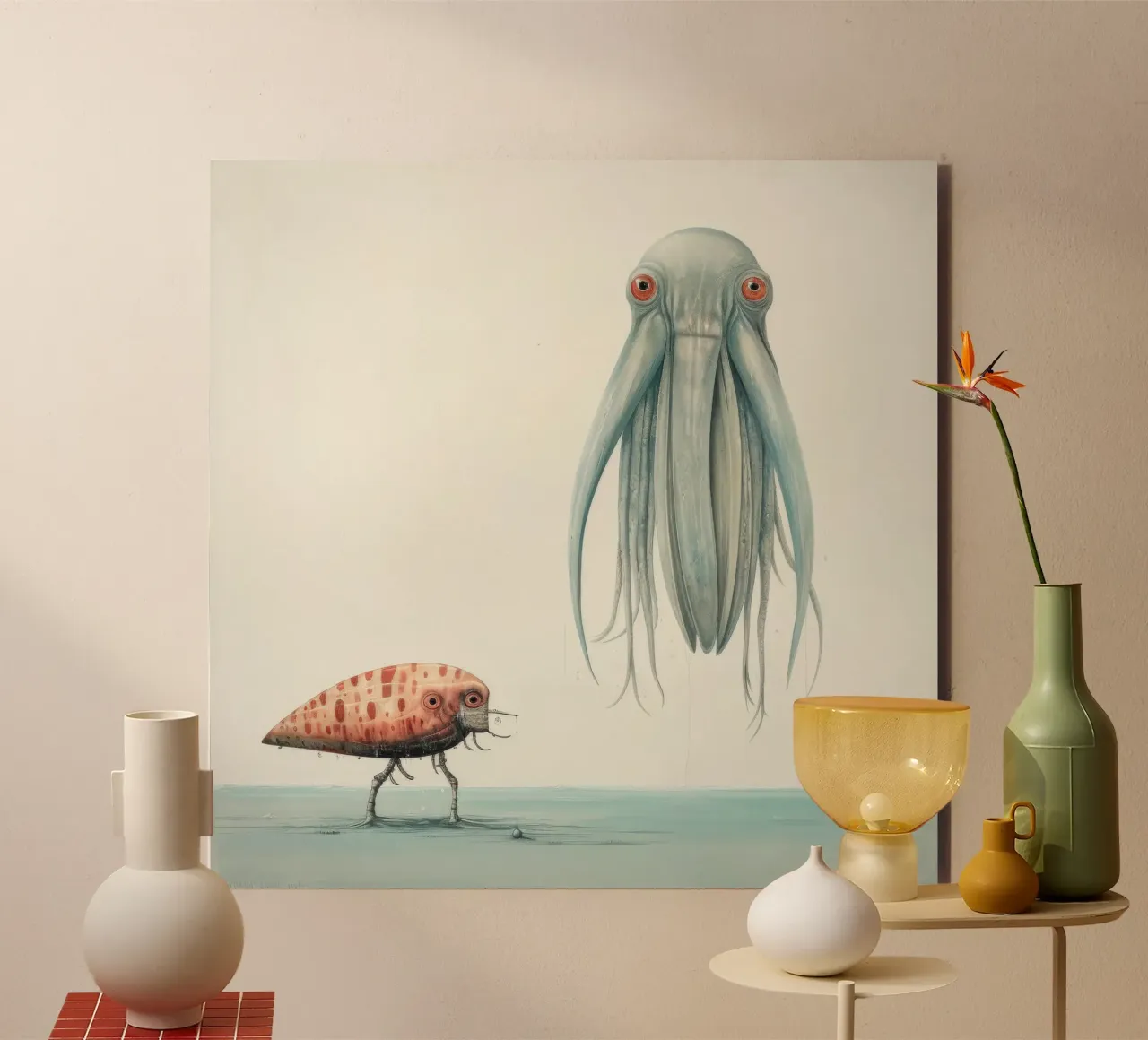 Minimal Cuttlefish 1 alu-dibond by Minimal Animal Art