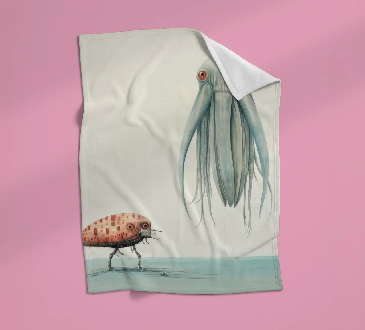 Minimal-Tintenfisch 1 Fleecedecke von Minimal Animal Art