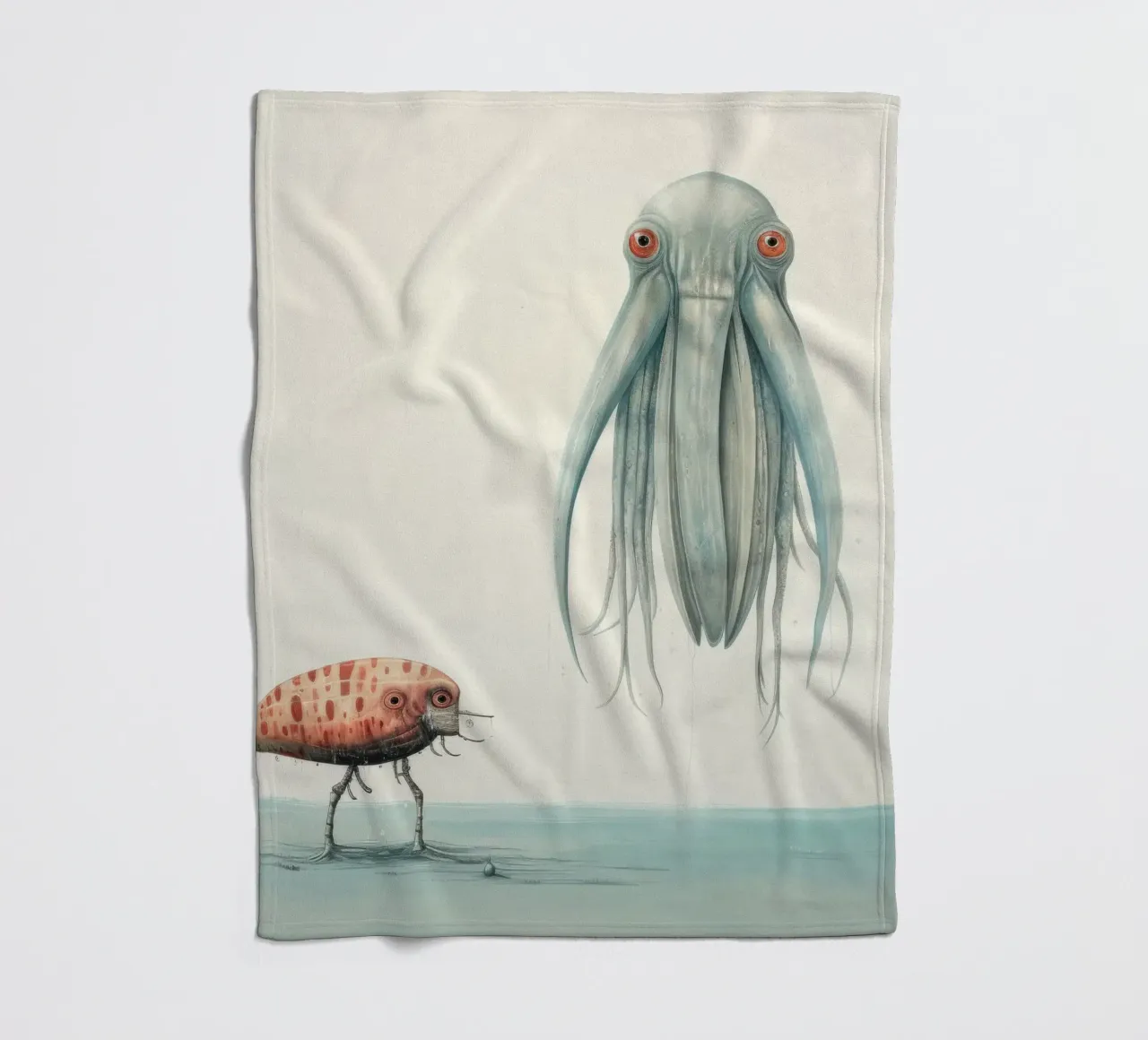 Minimal-Tintenfisch 1 Fleecedecke von Minimal Animal Art