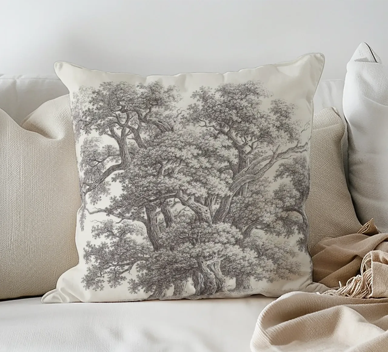Tree Sketch - Oak Group cuscino da apoloprints
