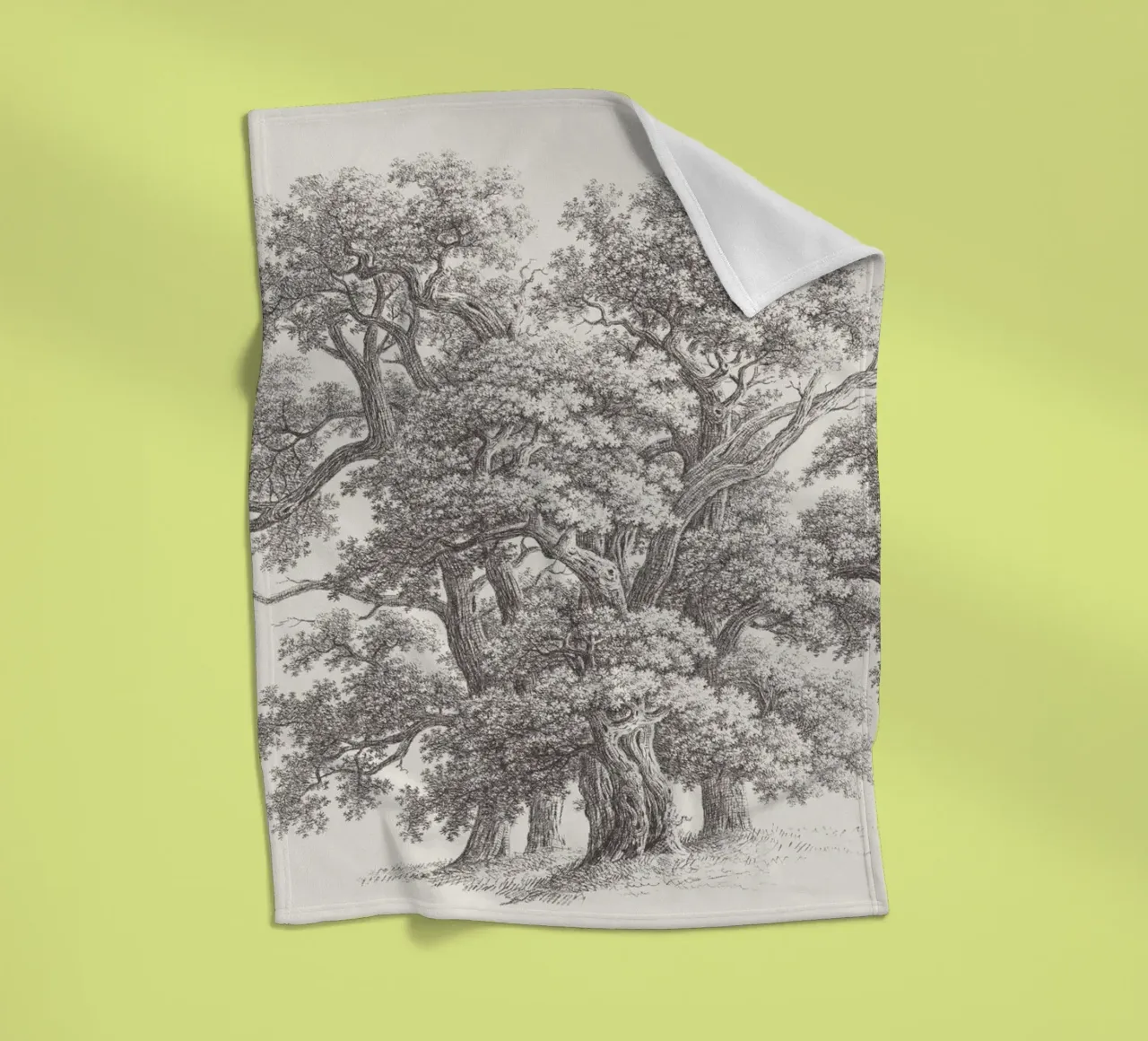 Tree Sketch - Oak Group manta de franela de apoloprints