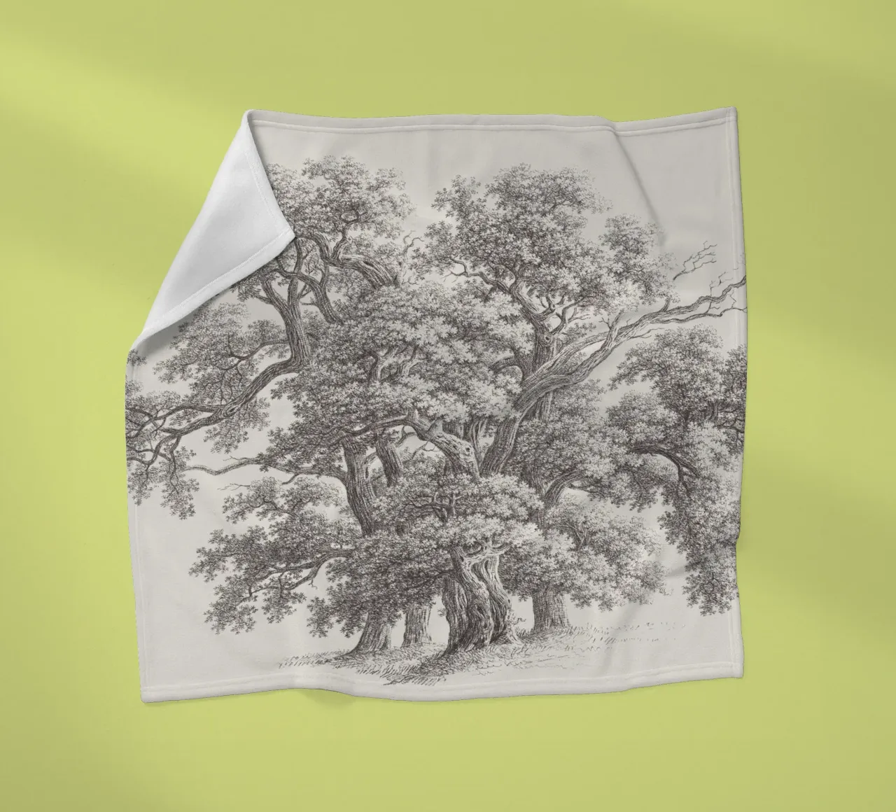 Tree Sketch - Oak Group manta de franela de apoloprints