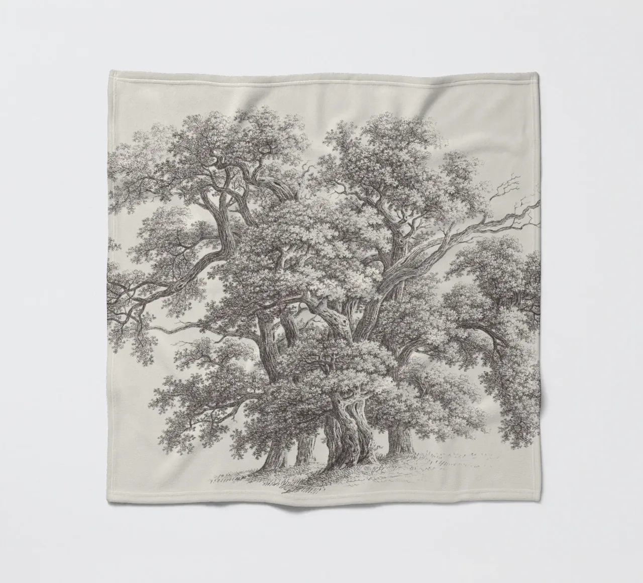 Tree Sketch - Oak Group manta de franela de apoloprints
