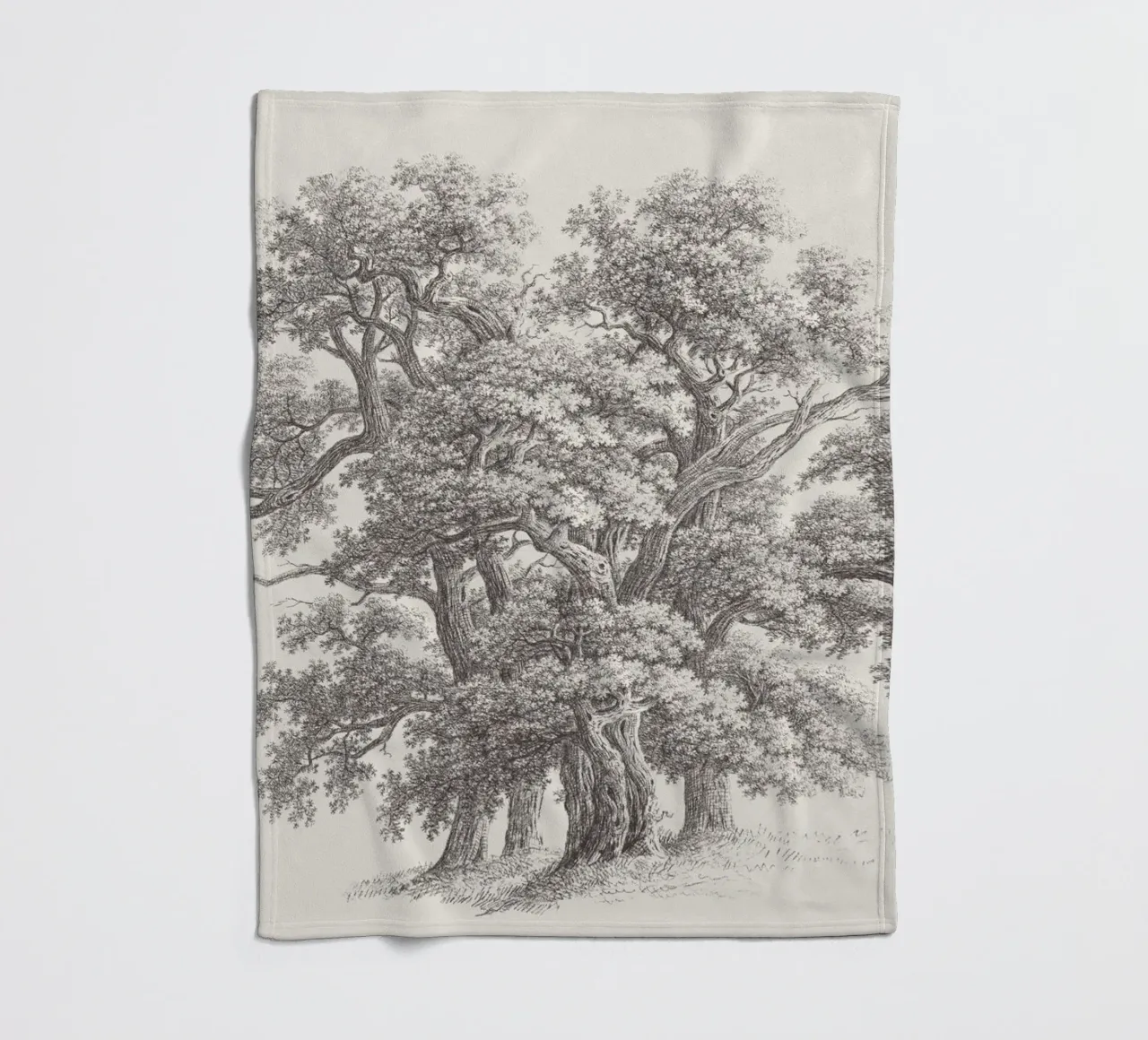 Tree Sketch - Oak Group coperta in pile da apoloprints