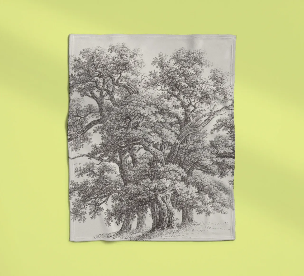 Tree Sketch - Oak Group manta de franela de apoloprints