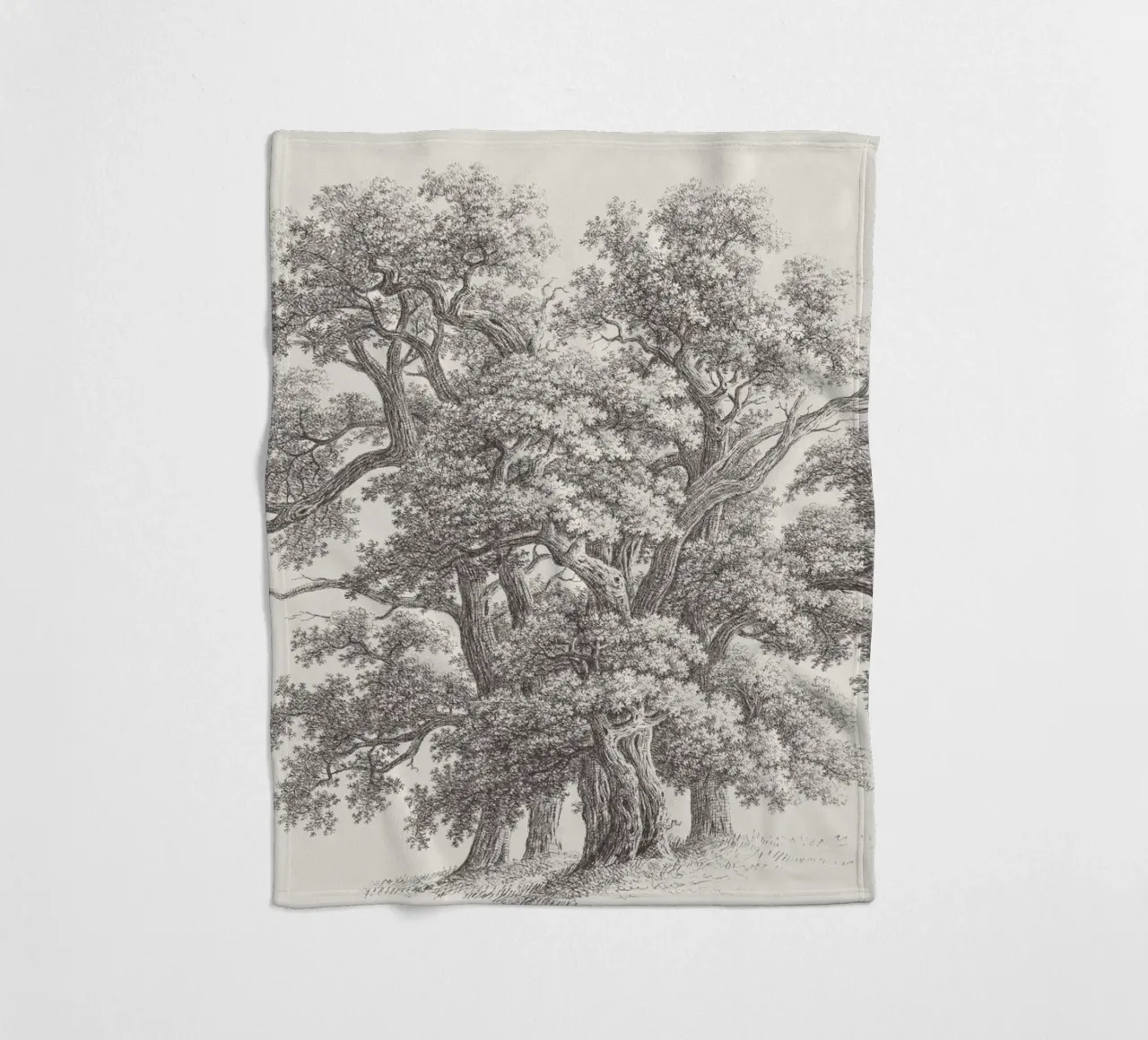 Tree Sketch - Oak Group coperta in pile da apoloprints