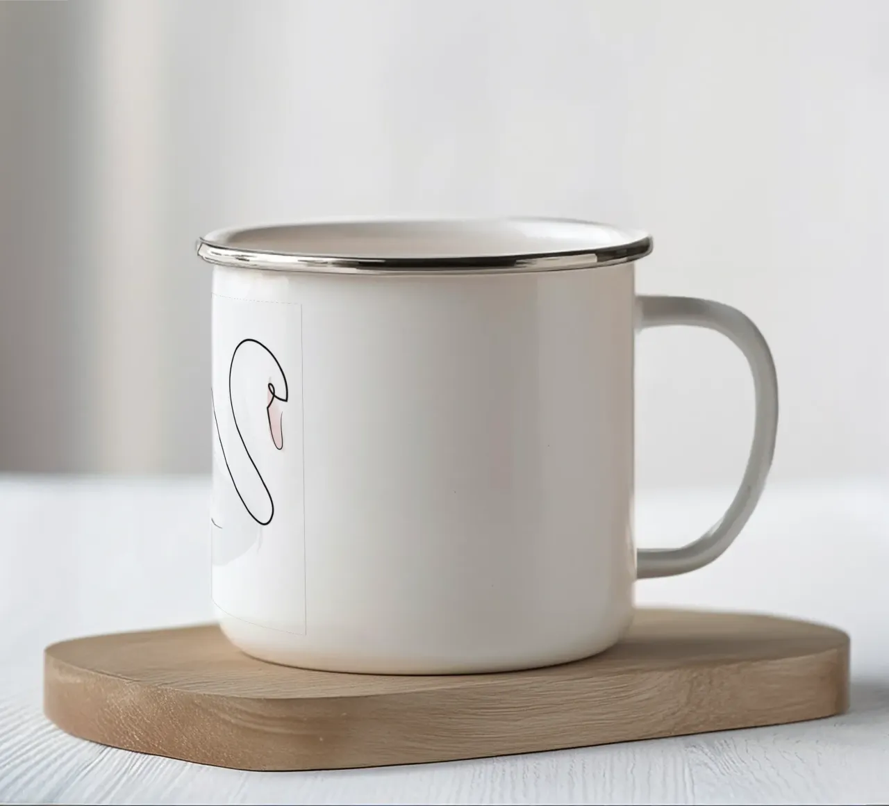Cigno a una linea tazza in smalto da Addillum