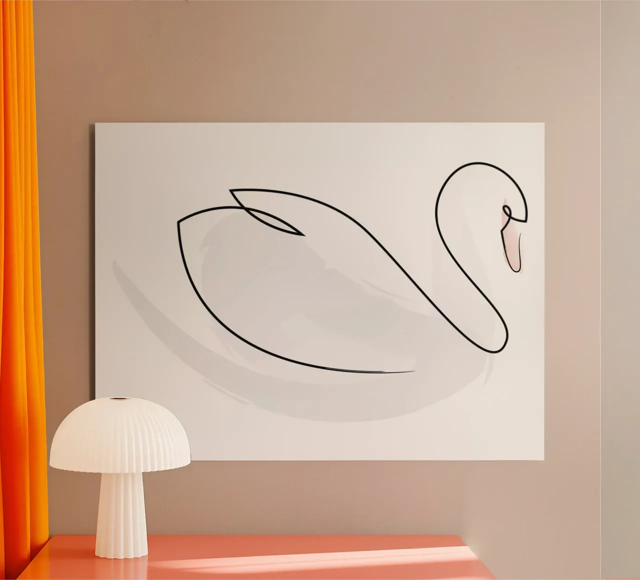 Cigno a una linea alluminio dibond da Addillum