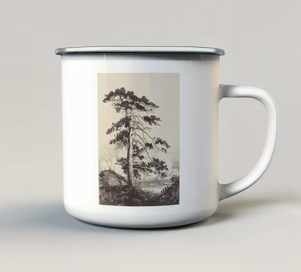 Black Pine Tree Landscape tazza in smalto da apoloprints