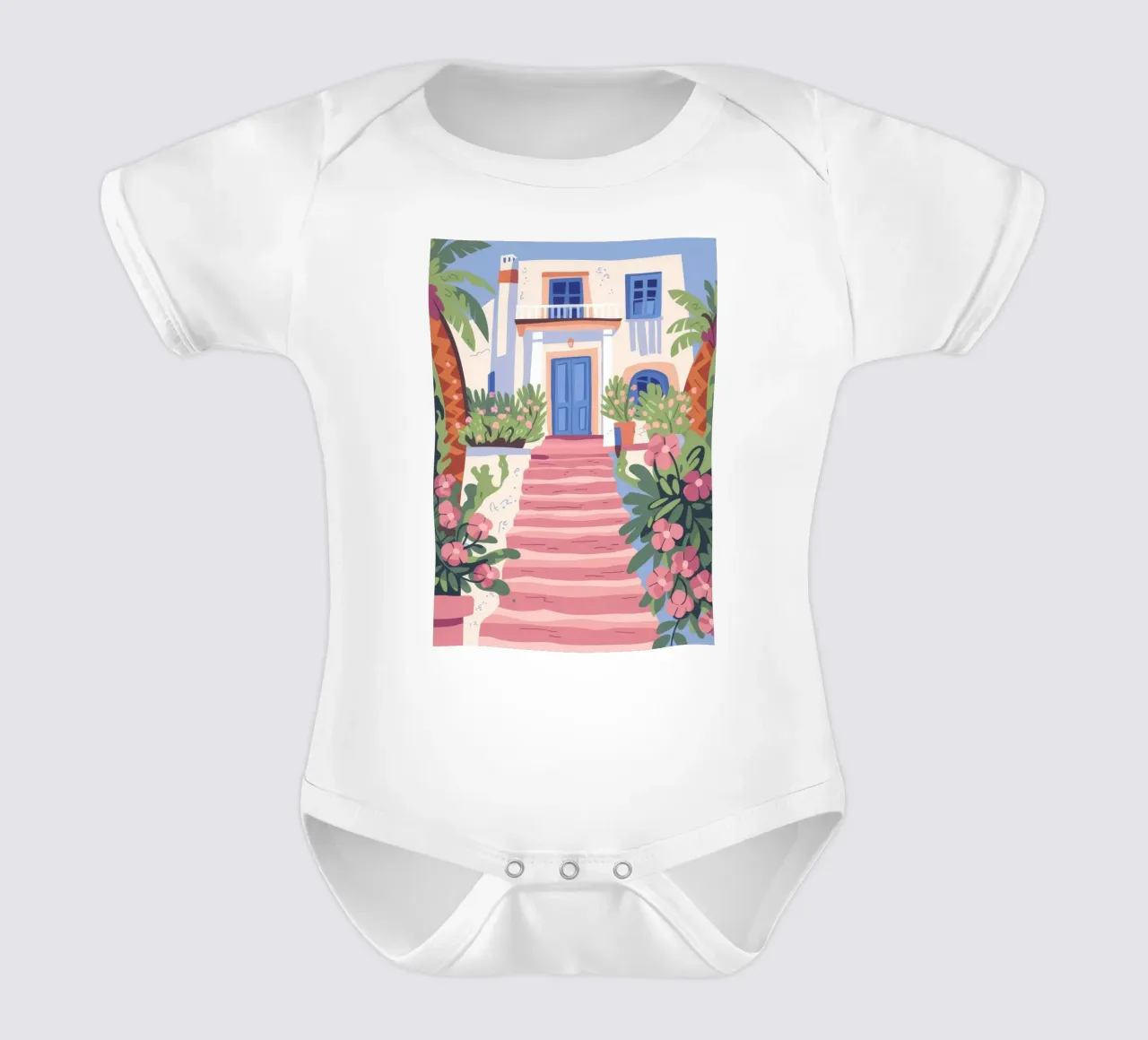 Pastel Steps short-sleeve baby romper by Artie Shifa