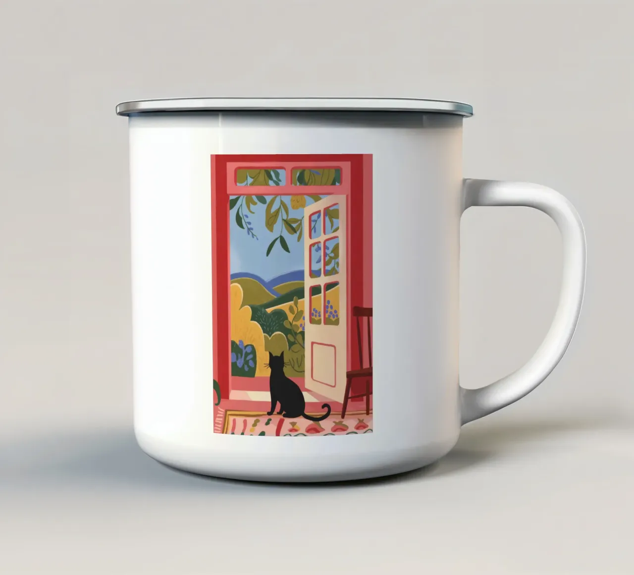 Pastoral Scene tazza in smalto da Artie Shifa