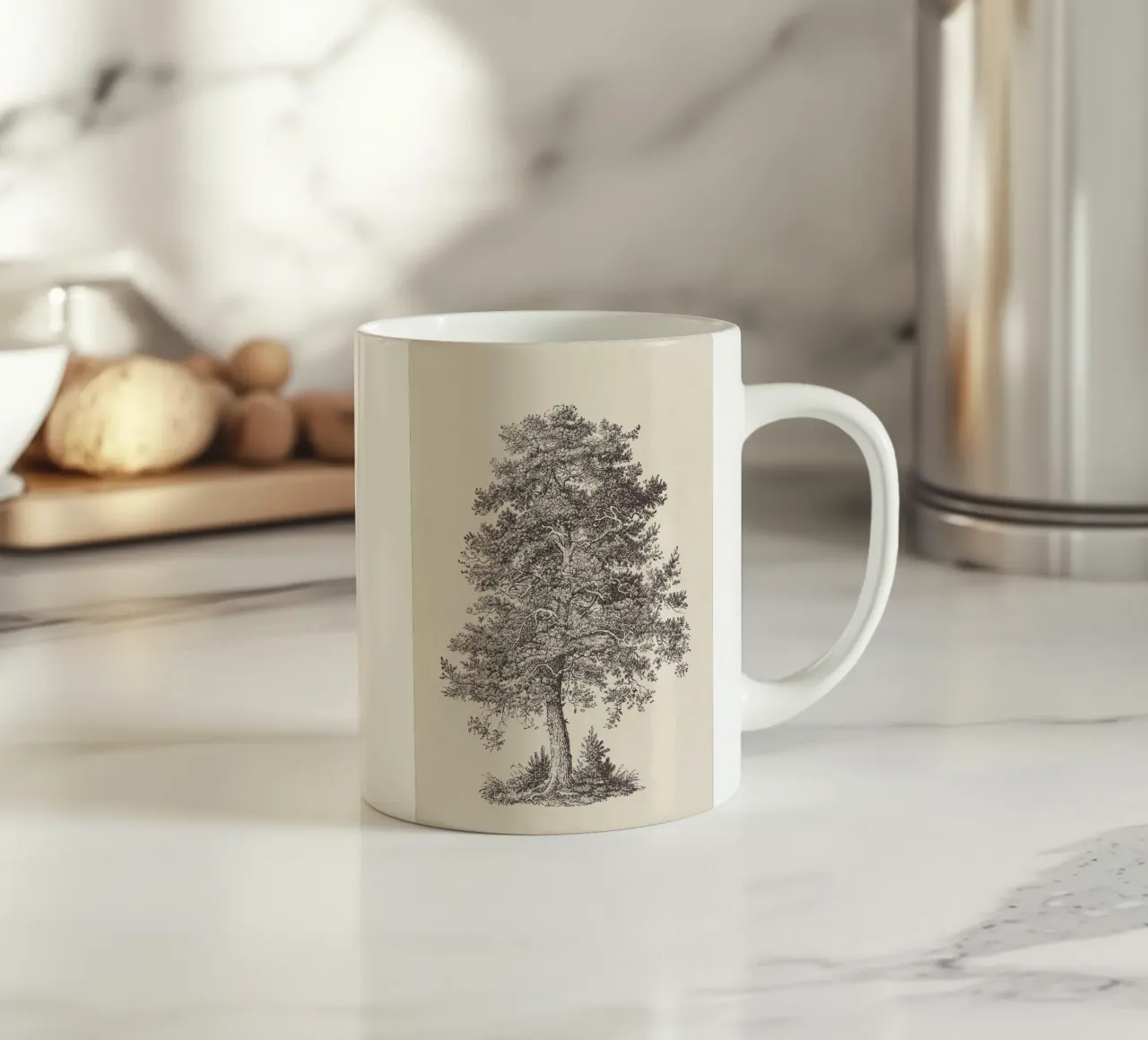 Tree Sketch - Scotch Pine Keramik Tasse von apoloprints