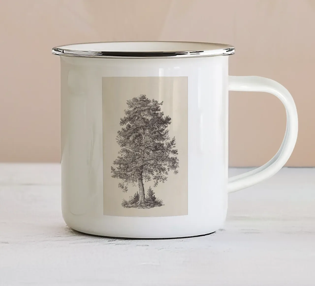 Tree Sketch - Scotch Pine emaille mok van apoloprints