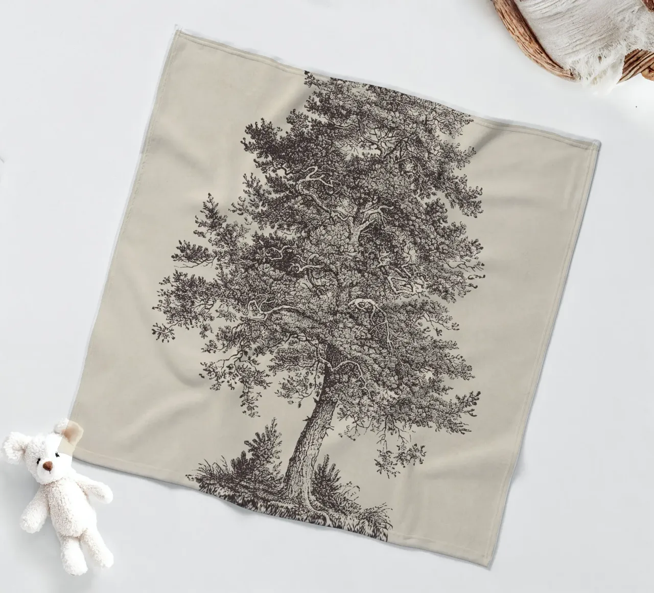 Tree Sketch - Scotch Pine manta de franela de apoloprints