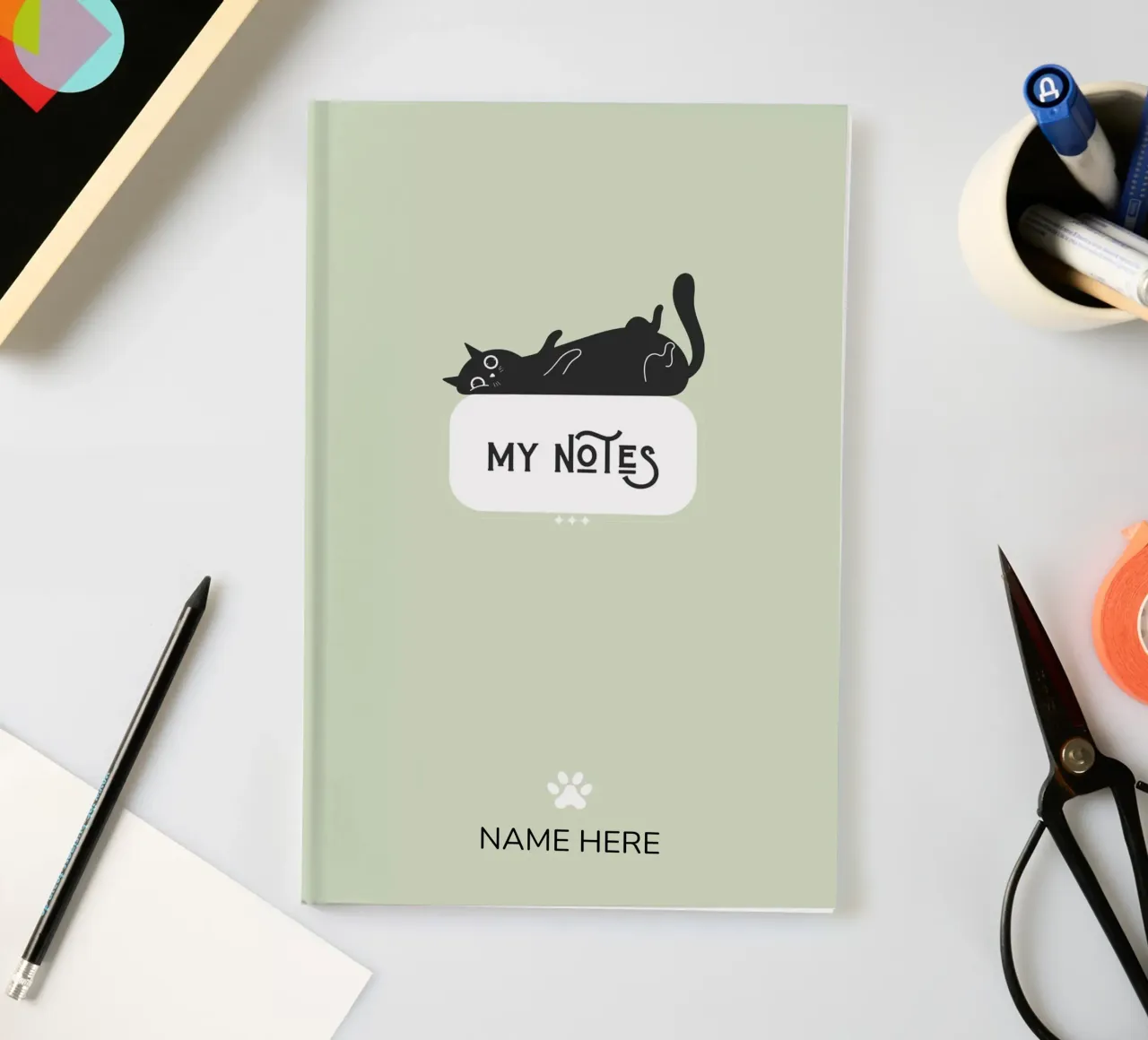 Notes - Black Cat - Personalised Notebook notebook by Peaches Art Prints