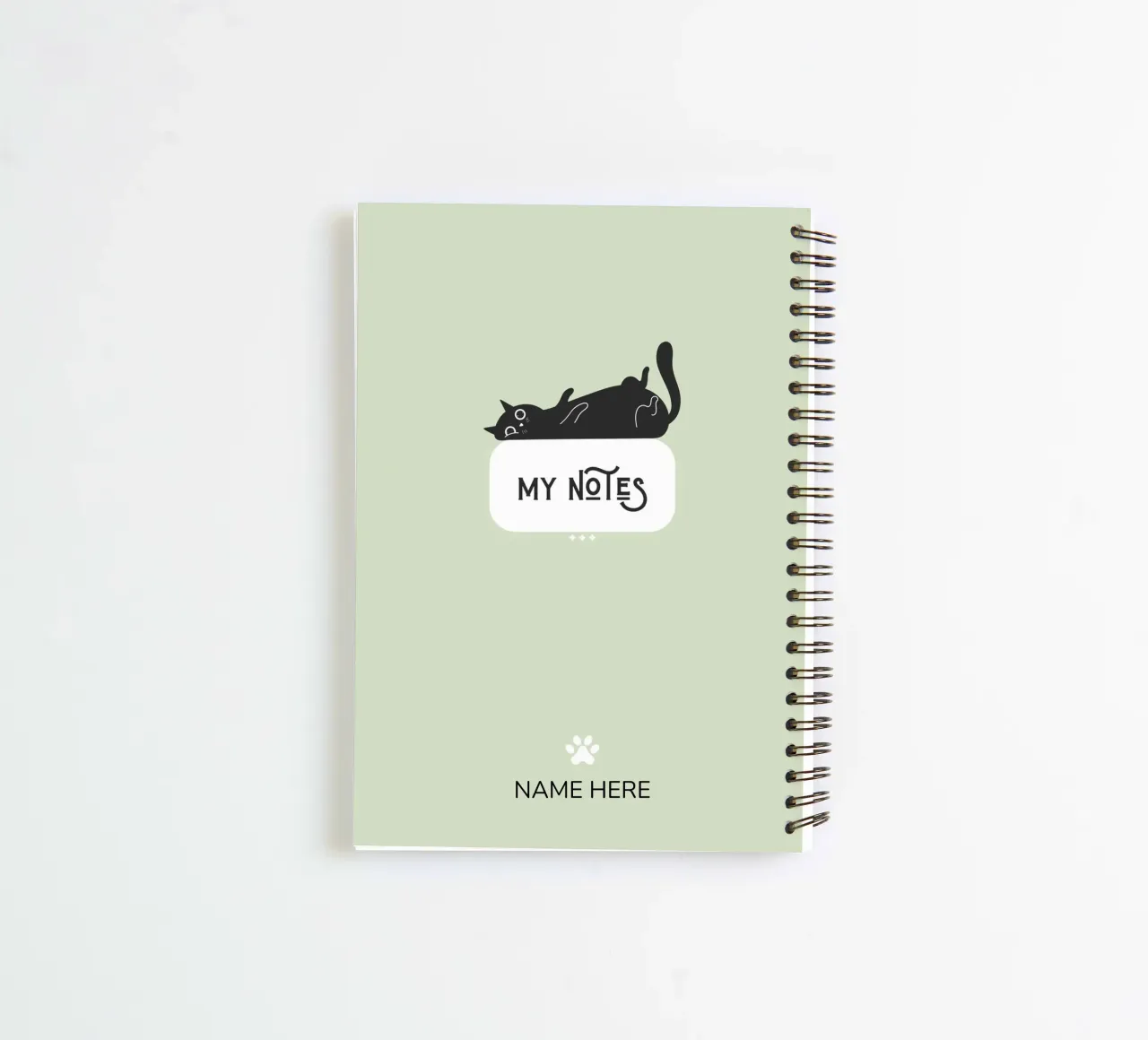 Notes - Black Cat - Personalised Notebook spiral notebook by Peaches Art Prints