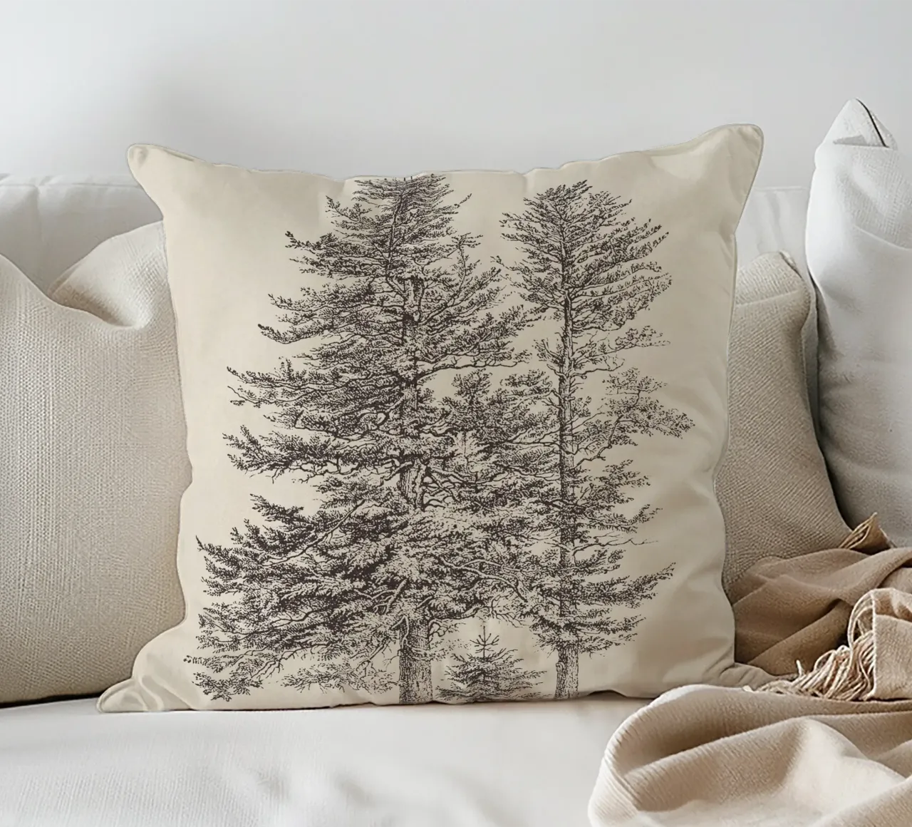 Tree Sketch - Silver Fir cuscino da apoloprints