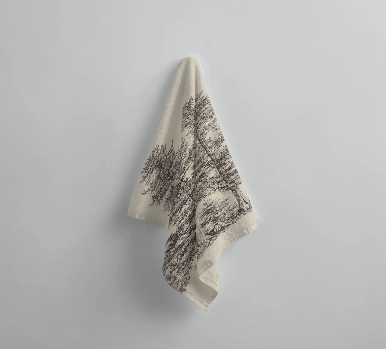 Tree Sketch - Silver Fir asciugamano da bagno da apoloprints