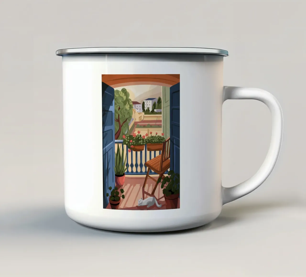 Ritiro tranquillo tazza in smalto da Artie Shifa