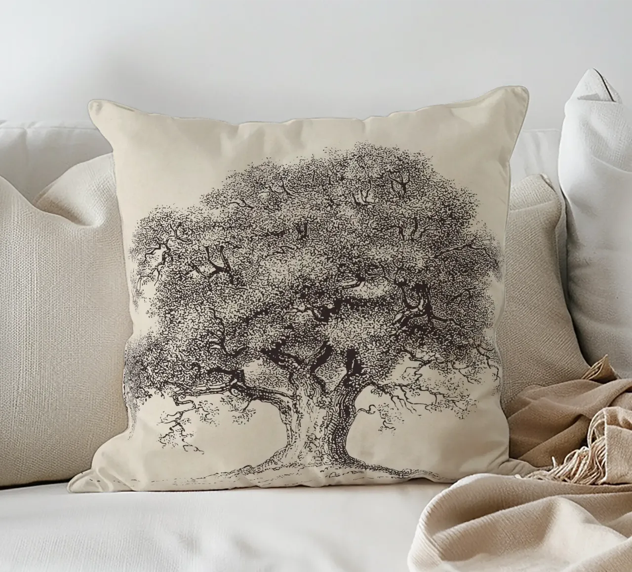 Tree Sketch - Spring Oak cuscino da apoloprints