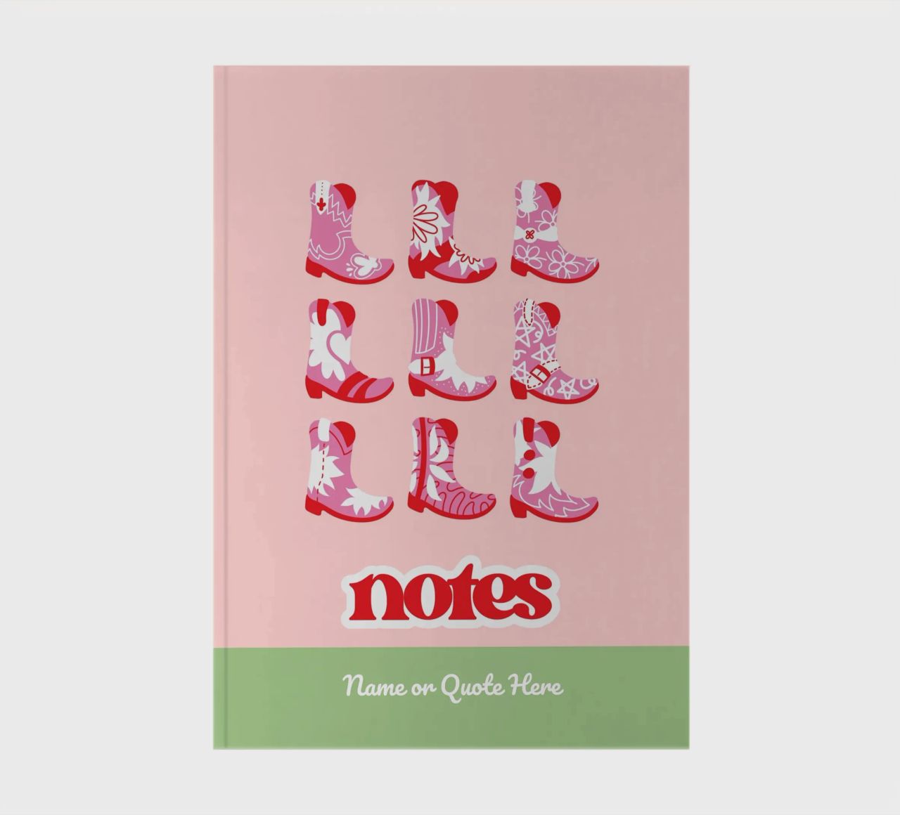 Noten - Western Cowgirl Stiefel - Rosa Notizbuch von Peaches Art Prints