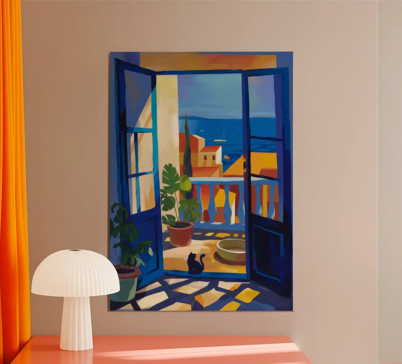 Balcone sul mare poster con telaio in plastica da Artie Shifa
