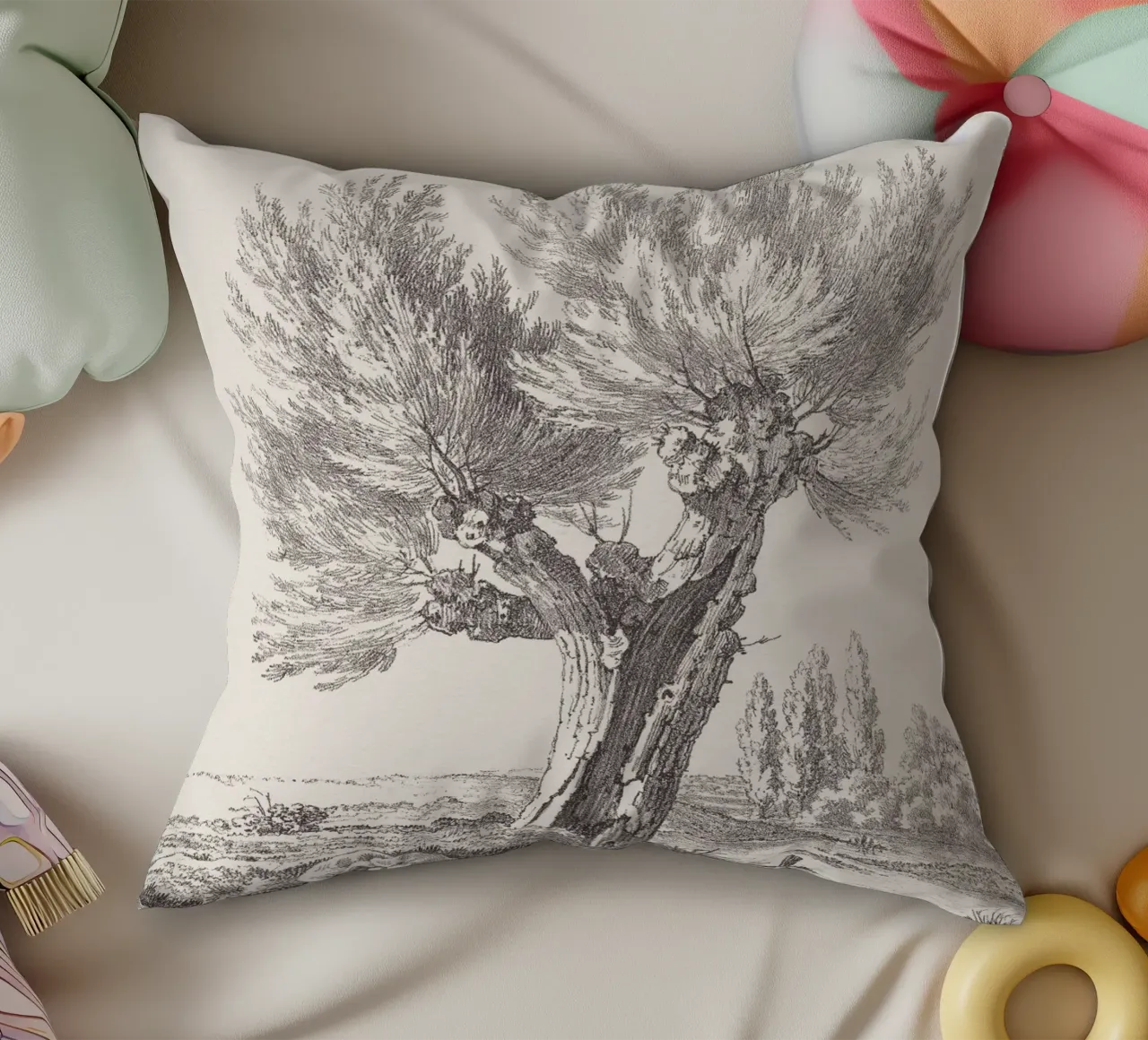 Tree Sketch - Willow no. 2 cuscino da apoloprints