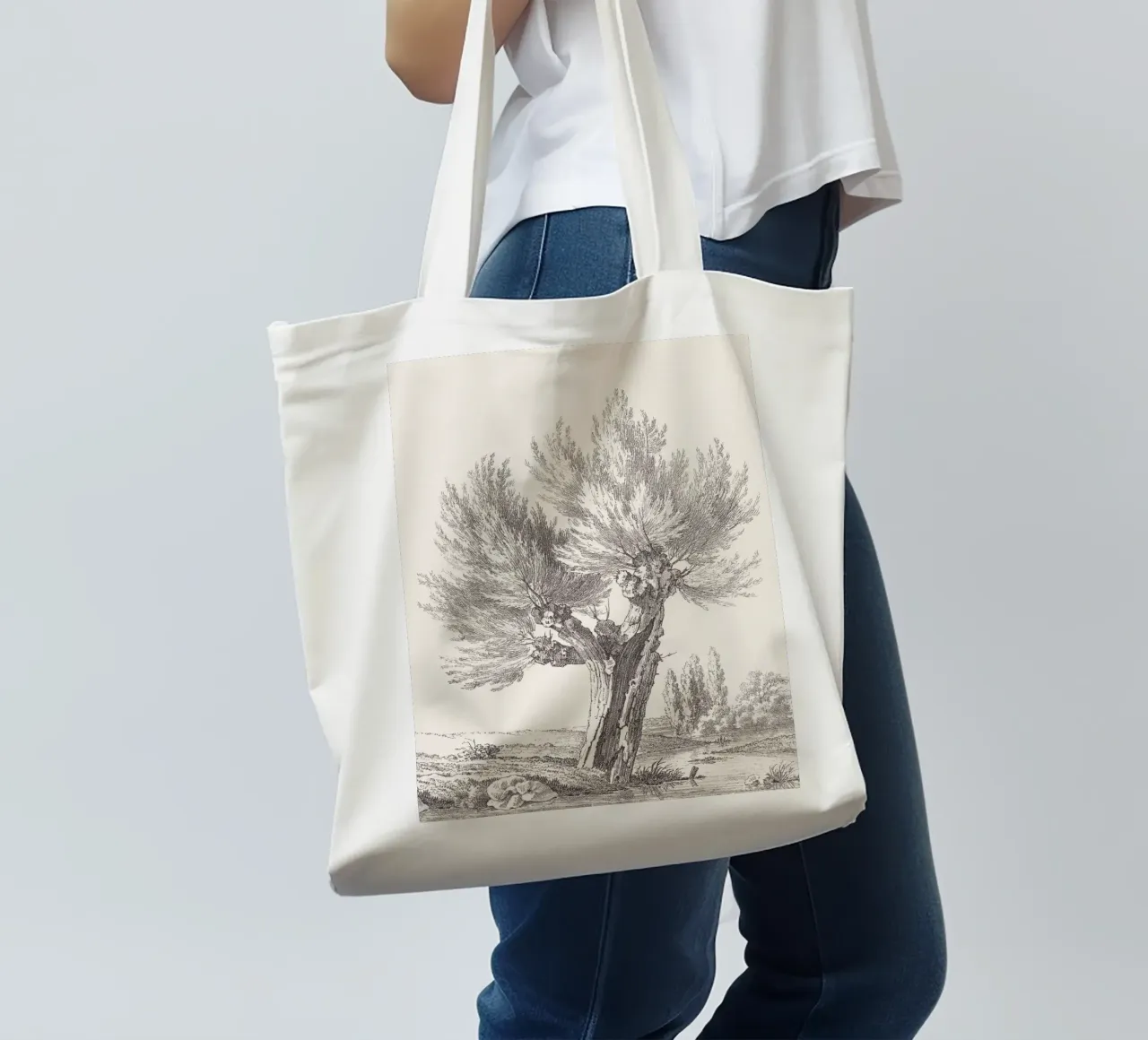 Tree Sketch - Willow no. 2 borsa in juta da apoloprints