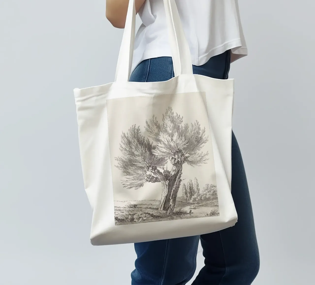 Tree Sketch - Willow no. 2 borsa in juta da apoloprints