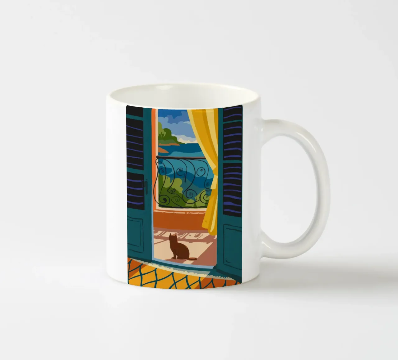 Seaside Retreat ceramic mug by Artie Shifa