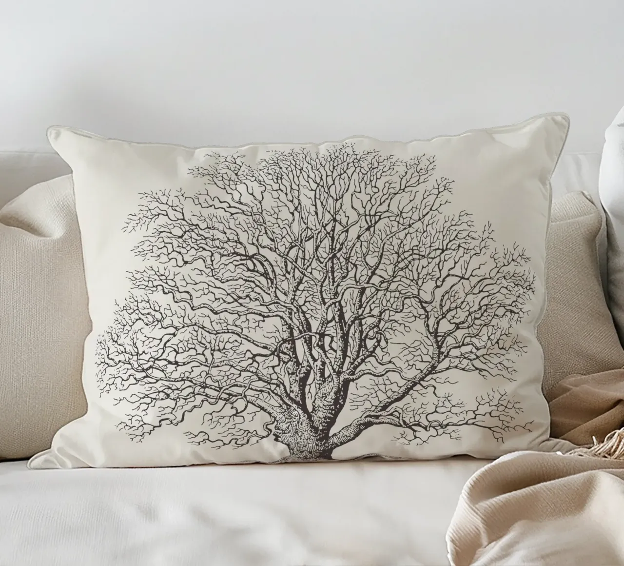 Tree Sketch - Winter Oak cuscino da apoloprints