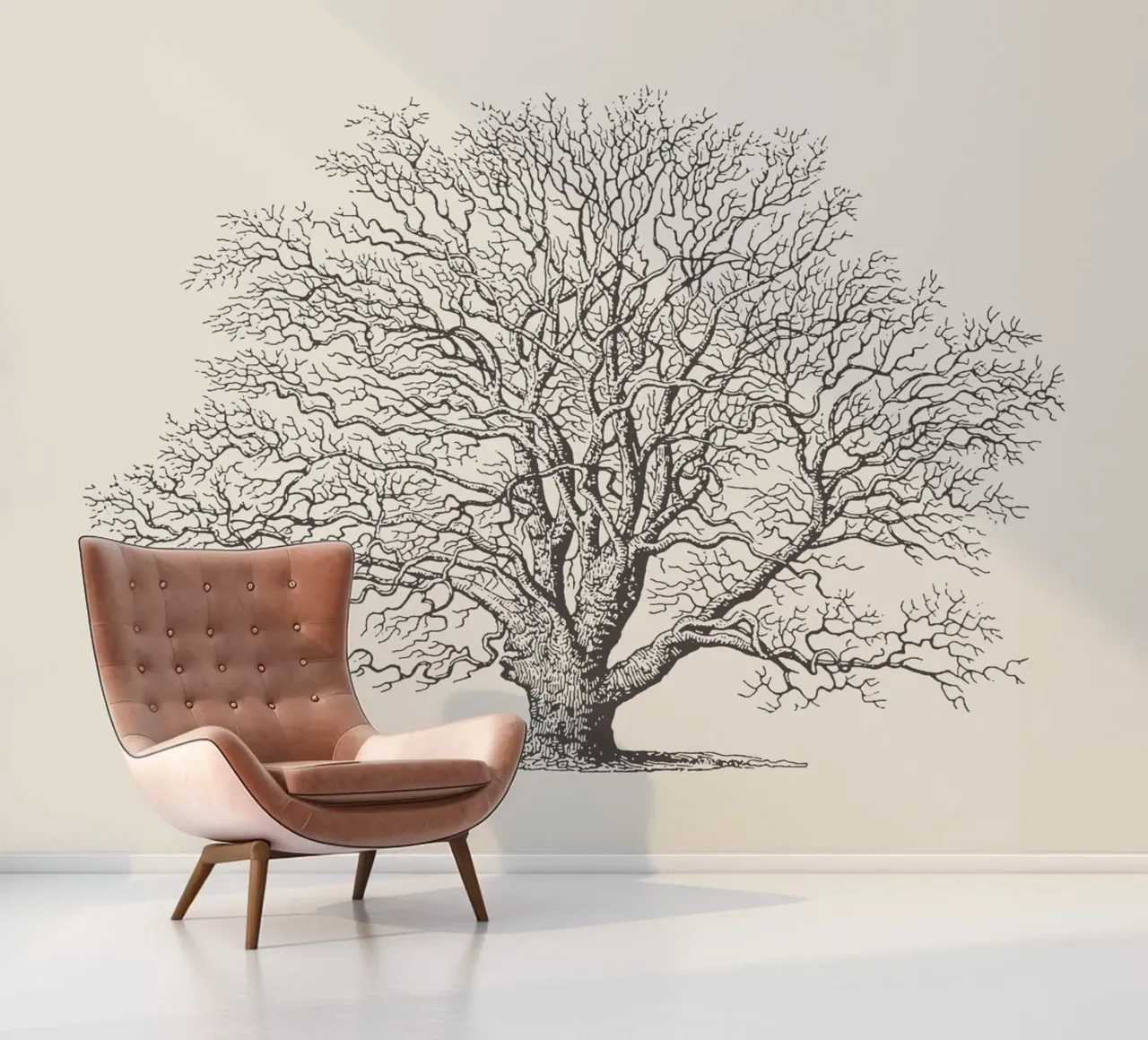 Winter Eik Schets fotobehang van Apolo Prints