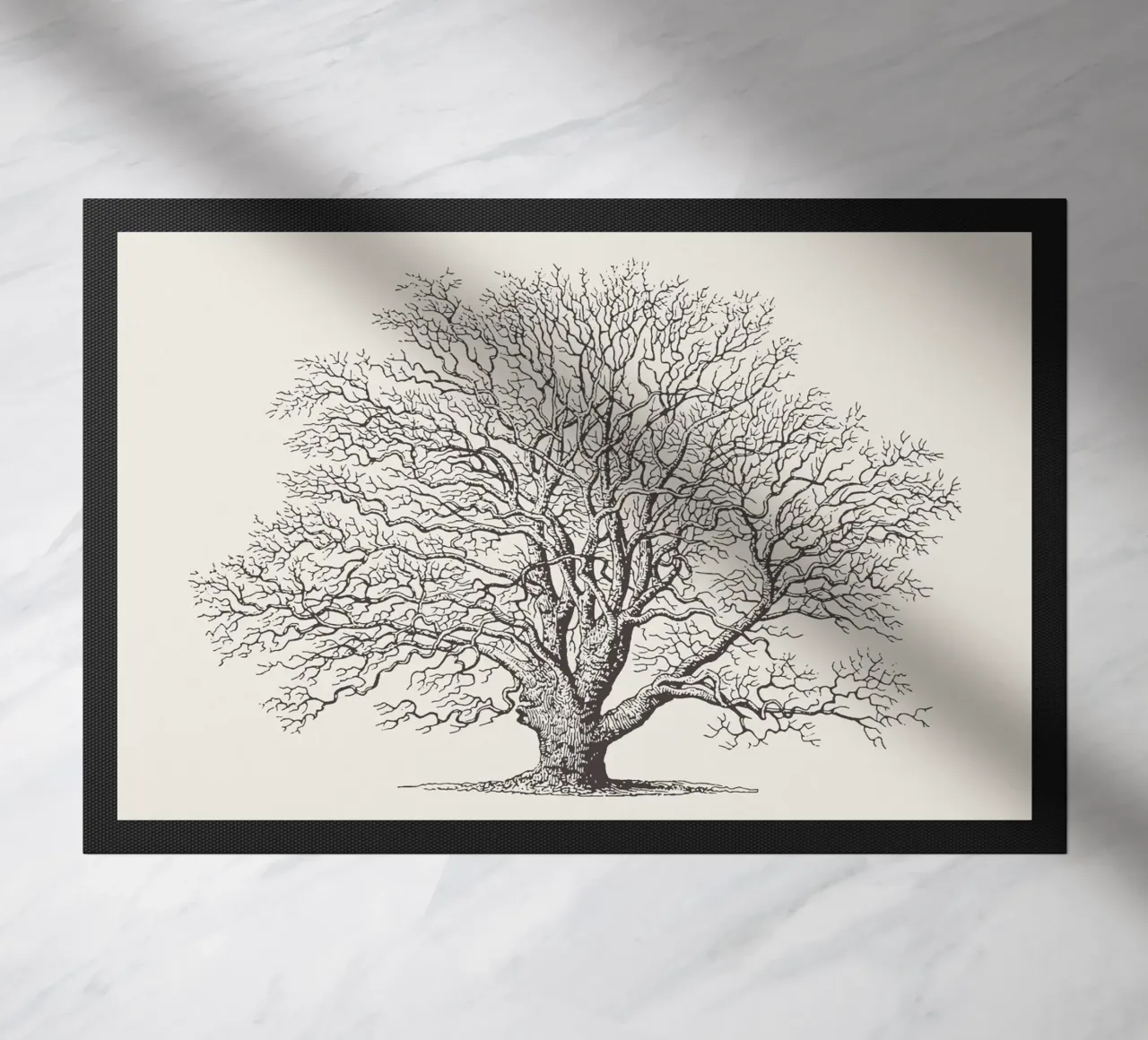 Winter Oak Tree Sketch deurmat van Apolo Prints