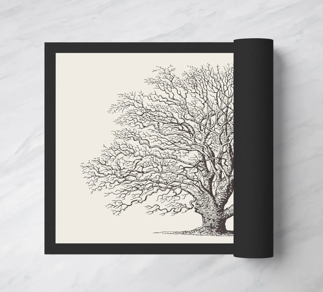Winter Oak Tree Sketch deurmat van Apolo Prints