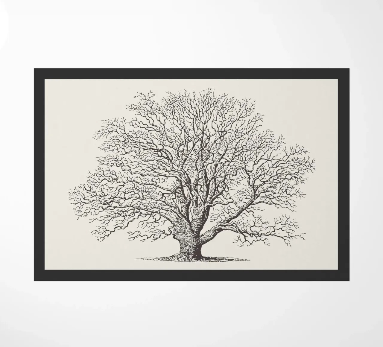 Winter Oak Tree Sketch deurmat van Apolo Prints
