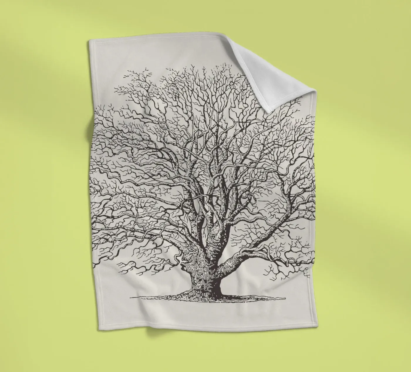 Winter Oak Tree Sketch fleecedeken van Apolo Prints